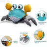 Electric/RC Animals Walking Crab Baby Toy Crling with Music and Light Up Automatically Avoid Obstacles Tummy Time Toys Fun Moving YQ240402