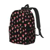 Grzyby plecakowe na czarnym - Gouache Boys Girls Bookbag Casual Studenci Torby szkolne Travel RucksAcka Bag na ramię duża pojemność