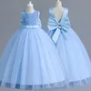 Luxury Girl Blue Sequined Dress 514T Children Formal Pageant Gala Prom Gown Bridesmaid Wedding Costume Graduation Clothes 240321