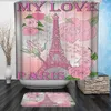 Shower Curtains Sets U Shape Mat Non-Slip Rug Bathroom Accessories Fashion Pink My Love Rugs Waterproof Fabric