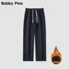 Pantalon pour hommes Pantalon en coton solide Hommes Automne Hiver Pantalon de survêtement Poche Cordon Long Mode Chaud Droit Casual Sport