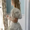 Festklänningar 12761# real pos puffy ärmar fyrkantig krage mini brud klänning boll klänning för bröllop skräddarsydd vestido de novia