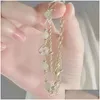 Braccialetti con ciondoli Stile cinese Retro Design di nicchia Donna Imitazione Bracciale in giada rosa Doppio strato Fiore Ragazza Dolce Gioielleria di moda Dro Dhjvp