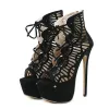 Boots Liyke Style romain creux out Lace Up Up Extreme High Talons Platform Sandales pour les femmes Peep Toe Party Party Nightclub Stripper Shoes Stripper Shoes