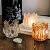 Kerzenhalter, tulpenförmiger Glashalter, romantischer Retro-Wohnzimmer-Dekor, Kerzenständer, Desktop-Klarständer, Ornamente