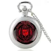 Pocket Watches Vintage Eye of Omniscience Black Charm Quartz Watch Pendant Clock Men Women Necklace Gifts