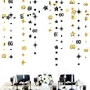 Parti Dekorasyonu 4pcs Siyah Altın 60. Doğum Günü Dekorasyonları 60 Circle Dot Twinkle Star Çelenk Saleti Yıldönümü Malzemeleri