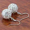 Boucles d'oreilles créoles CHUANGCHENG 925 en argent Sterling boule creuse pour femmes accessoires de cadeau de fête de mariage bijoux de mode