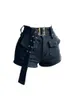 Vintage dames denim shorts met hoge taille Y2k casual jeans cargobroek gotische zwarte korte jeans met riem zomer 240320