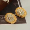 Hoop Earrings Oval Honeycomb For Women's Fashion And High Quality Pearl Titanium Steel Plated Gold Button Envio Gratis