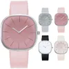 Простые женские квадратные часы роскошные бренды Ladies Сплошные Quartz Watch Кожаные ремни.