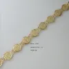 Link Bracelets 7.3" YELLOW GOLD PLATED OVERLAY FILL BRASS FLOWER PATTERN ON SURFACE ROUND PART LINKED BRACELET