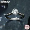 Wostu D Color VVS1 EX Wedding Ring 1Ct Round Diamond Cut Solitaire 925 Sterling Silver Promise Rings gåva för kvinnor 240402