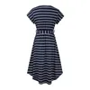 Womens Maternity Summer Short Sleeve Striped Print Dress For Breastfeeding With Belt Dress for Women Pography 240321