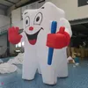 Atacado atividades ao ar livre 6m 20 pés dente inflável gigante de altura com escova de dentes LED balão dental branco para publicidade de dentista