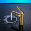 Bathroom Sink Faucets And Cold Gold Brushed Single Handle Hole Faucet Brass Basin