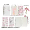 Anteckningar Partihandel Sharkbang A6 Sakura Loose Leaf Notebook Set 90 Sheets Papers Binding Dairy Cherry Blossoms Journals Book Stationery DHPIV