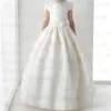 Arrival Flower Girl Dress First Communion Dresses For Girls Short Sleeve Belt With Flowers Customized 240325