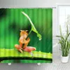 Shower Curtains Funny Cartoon Frog Green Lotus Leaves Animal Kids Bath Curtain Children Bathroom Accessories Decor Sets White