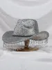 Berets Silver Lady Western Cowboy Hat Rhinestone Tassel Party Stylish Soft Duffle Wide Brim Shade Outdoor Casual