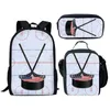 Zaino giovanile Hockey su ghiaccio Rugby stampa 3D 3 pezzi/set Borse da viaggio per studenti Zaino per laptop Borsa da pranzo Astuccio