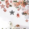 Decoratieve bloemen Rose goud zwart bruiloft 3D ster Garland Twinkle Little Valentijnsdag decoraties hangende achtergrond banner streamers