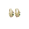Stud 2024 Rainbow Cz Dangle Charm Earring Gold Color Variou Colored 3A Zirconia Round Dot Elegance Fashion Women Mini Earring Jewelry Q240402