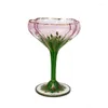 Wijnglazen 1 stuks Oostenrijkse vintage champagneglas kristal roze beker handgeschilderde ijskom bloem whisky glaswerk