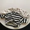 Korean Style 1-6Yrs Kids T-shirt Stripe Cotton Long Sleeve T-shirt Baby Girls Boys Pullover Tops Spring Autumn Children Clothing 240318