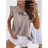 Polo da donna Top Designer Squisito Confortevole Alla moda Personalità di alta qualità Camicia senza maniche con fiocco a pois e collo Top Donna D Dhdih