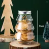 Bottiglie di stoccaggio 1PC 500ml Barattolo di plastica trasparente creativo per albero di Natale Barattoli decorativi per caramelle nuziali Organizzatore di snack per soggiorno