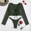 Damen-Bademode, westlicher Damen-Bikini, Strand-Tanga, zweiteilig, geteilter Badeanzug, einfarbig, brasilianischer Badeanzug, Strandkleidung