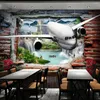 Fondos de pantalla Milofi Papel tapiz mural grande personalizado Fondo estéreo de aviones 3D