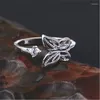Cluster Rings Personality Creativity Hollow Out Butterfly Women Ring 2024 Fashion Silver Plated Zircon Charm Cocktail Jewelry