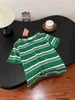 Designer Shenzhen Nanyou High Edition MIU Home Girocollo a righe Casual Verde T-shirt a maniche corte T-shirt da donna in puro cotone a maniche lunghe Top allentato OG2S