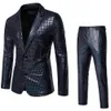 Fashionable Mens Sequin Stamping Suit Disco Cosplay Party Stage Nightclub Shiny and Cool Performance Set SizeS3XL 240312
