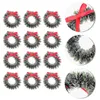 Decorative Flowers 20pcs Artificial Christmas Wreaths Xmas Tree Hanging Ornaments Miniature Frost Sisal Red Bow Rings For Party Crafts