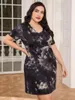 Women's Sleepwear Tie Dye Plus Size Nightgown Summer V Neck Short Sleeves Oversized Homewear Back Cut Out Sexy Nightwear Lounge