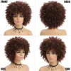 Wigs Short Hair Afro Kinky Curly Wig With Bangs African Synthetic Wigs For Black Women Ombre Natural High Temperature Black Brown