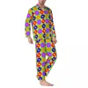 Hemkläder Disco Art Pyjamas Set Autumn Colorful Print Soft Night Sleepwear Men 2 Pieces Casual Oversize Custom Nightwear Gift