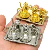 10pcs 1: 12 Dollhouse Miniature Meubles Accessoires Dining Ware Metal Tea tasse Plaque modèle pour Doll House Decor Fitend Toy