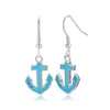 Dangle Earrings MYOP 925 Sterling Silver Trend Funny Boat Anchor Blue Opal Women's Fashion Jewelry Creative Gifts