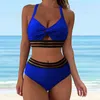 Damskie stroje kąpielowe Kobiety Czarny pasek pusty zaczepek Dwuczęściowy strój kąpielowy seksowne wycięte bikini set Summer Junior Beachwear