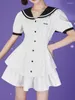 Бальные платья, белое платье, женское летнее сексуальное короткое женское платье с открытой спиной в консервативном стиле, милое японское плиссированное платье с матросским воротником