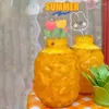 Tazze Kawaii Cartoon Pineapple Coppe con paglia Portatura di tazza di tazza di tazza di tazza di latte estivo per feste di compleanno Regalo per bambini