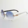 New style small diamonds sunglasses 3524012 round trimming lens with natural hybrid buffalo horn temples, Size: 56-18-140 mm