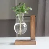 Vasos quadro de madeira hidropônico vaso transparente vidro arranjo de flor recipiente decoração de mesa para plantas de abacaxi verde