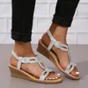 Sandaler Bohemian Style Fashion Woman Diamonds Wedge Party Shoes for Women's Women's 2024 Summer