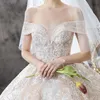 2024 Modest Princess A Line Wedding Jurken Appliques Off Shoulder Bling Bridal Jurys Wedding Jurk Plus Size Vestidos de Noiva kristallen kralen sexy vrouwen Wed Dress