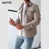 Men's Casual Shirts Autumn Men Shirt Jacket Lapel Outerwear Coats Youth Single-Breasted Solid Color Undergarment Slim Vintage